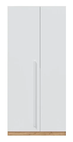 Armoire avec 2 portes en panneaux de particules mélaminés blanc artik/chêne - Longueur 90 x Profondeur 52 x Hauteur 200 cm