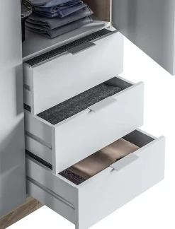 Armoire avec 3 portes et 3 tiroirs Coloris chêne et blanc - Dim : L 121 x H 180 x P 52 cm