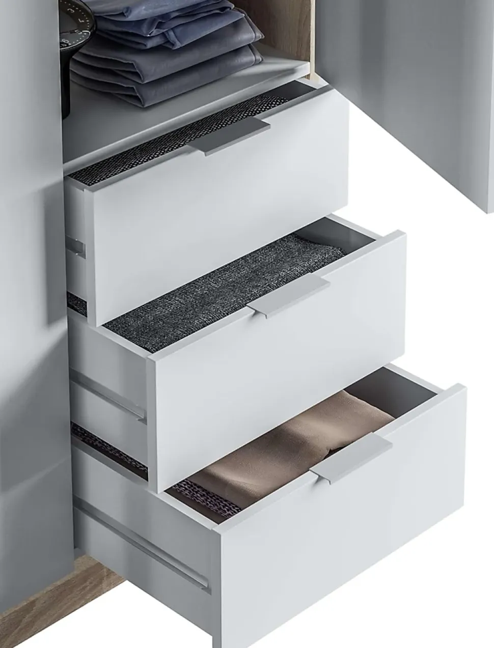 Armoire avec 3 portes et 3 tiroirs Coloris chêne et blanc - Dim : L 121 x H 180 x P 52 cm