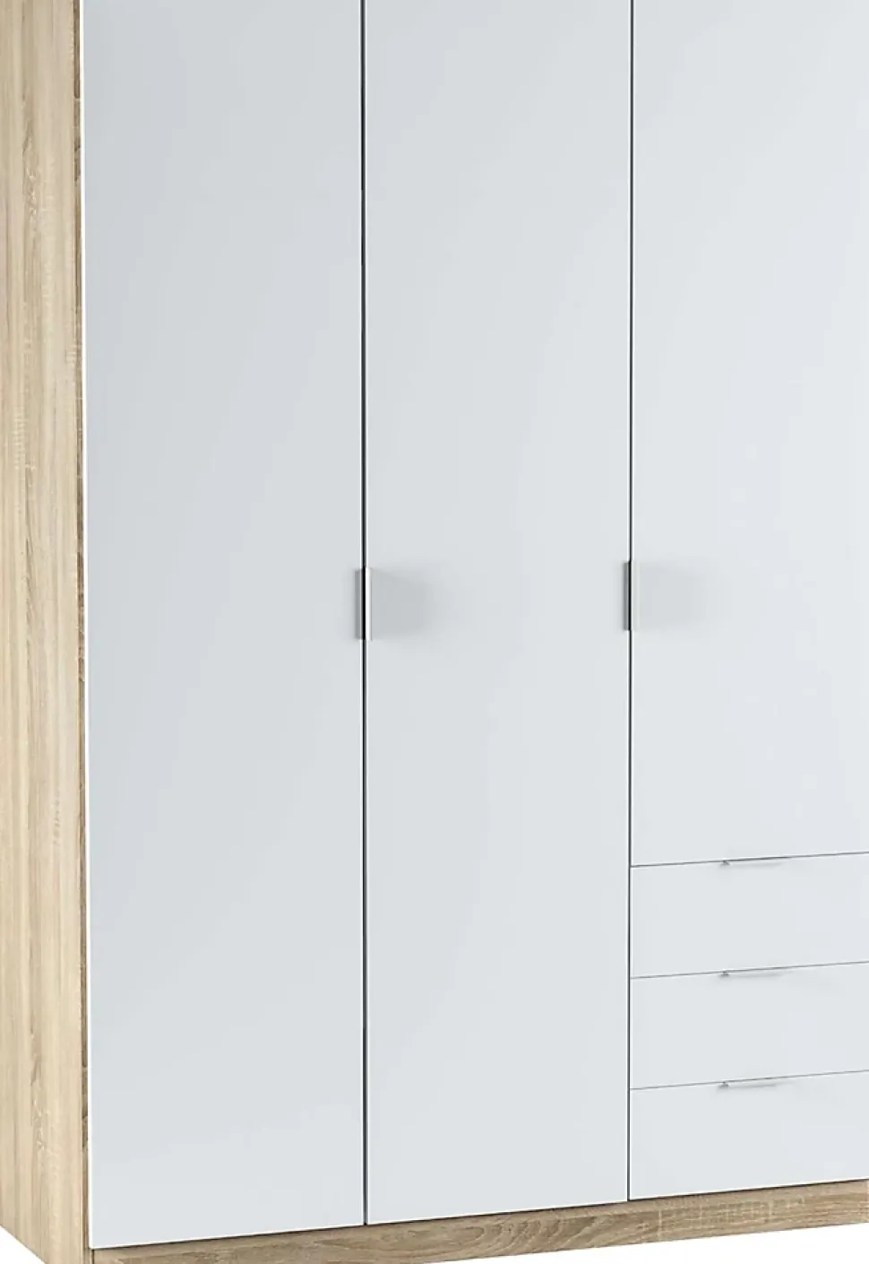 Armoire avec 3 portes et 3 tiroirs Coloris chêne et blanc - Dim : L 121 x H 180 x P 52 cm