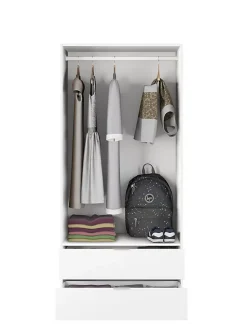 Armoire avec 2 tiroirs et 2 portes coloris Blanc en mélamine - Dim: 180 x 81 x 52 cm.