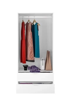 Armoire avec 2 tiroirs et 2 portes coloris Blanc en mélamine - Dim: 180 x 81 x 52 cm.