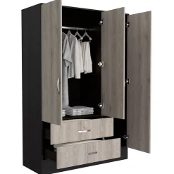 Armoire avec miroir Bolton, 3 portes et 2 tiroirs