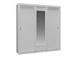 Armoire avec miroir ROXANE - 3 portes coulissantes - L. 220 cm - Blanc