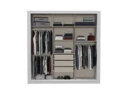 Armoire avec miroir ROXANE - 3 portes coulissantes - L. 220 cm - Blanc