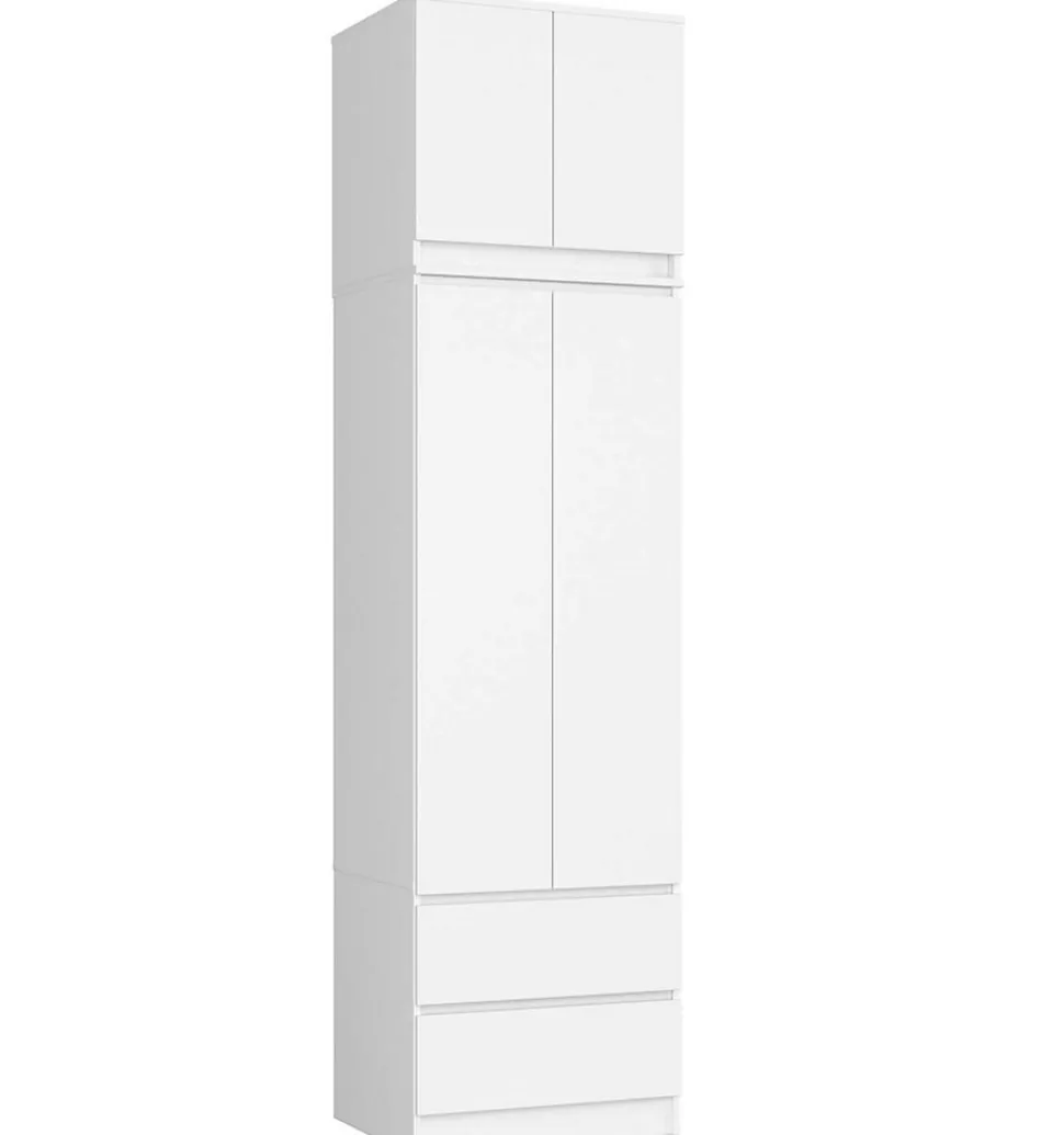 Armoire avec surmeuble AKORD S60 Blanche 60 cm 2 portes 2 tiroirs façade Blanche 3 étagères 60x51x234 cm