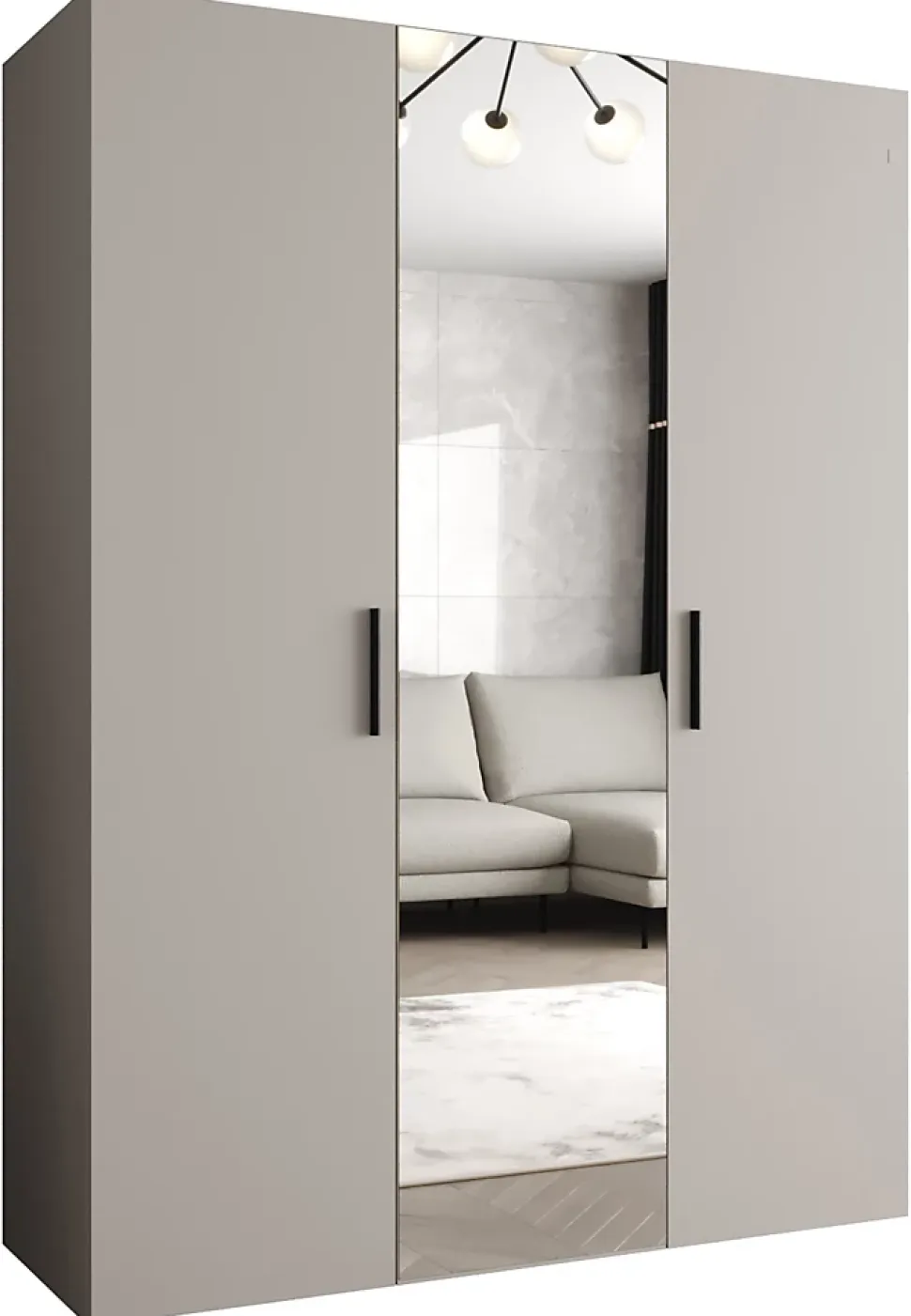 Armoire Bari 2 a portes battantes H. 202 x L.150 x P. 52, 3 portes