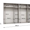 Armoire Bari 2 a portes battantes H. 202 x L.300 x P. 52, 6 portes