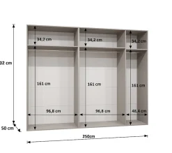 Armoire Bari 2 a portes battantes H. 202 x L.250 x P. 52, 5 portes