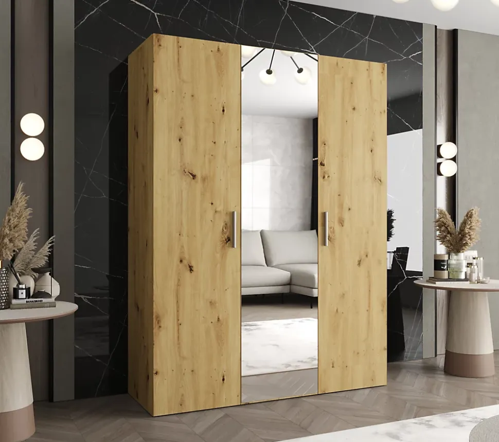 Armoire Bari 2 a portes battantes H. 202 x L.150 x P. 52, 3 portes