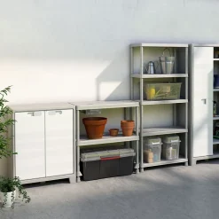 Armoire basse blanc Major 2 tablettes L. 80 x H. 100 x P. 44 cm