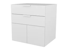 Armoire basse blanche 2 portes et 2 tiroirs GoodHome Atomia H. 75 x L. 75 x P. 58 cm