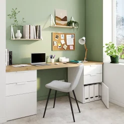 Armoire basse blanche porte et 2 tiroirs GoodHome Atomia H. 75 x L. 50 x P. 58 cm