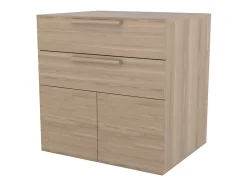Armoire basse effet chêne 2 portes et 2 tiroirs GoodHome Atomia H. 75 x L. 75 x P. 58 cm