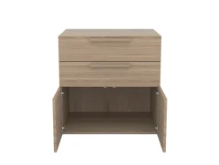 Armoire basse effet chêne 2 portes et 2 tiroirs GoodHome Atomia H. 75 x L. 75 x P. 58 cm