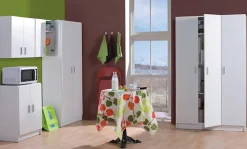Armoire basse en bois de 2 portes, blanc - Dim : H80 x L59 x P37 cm