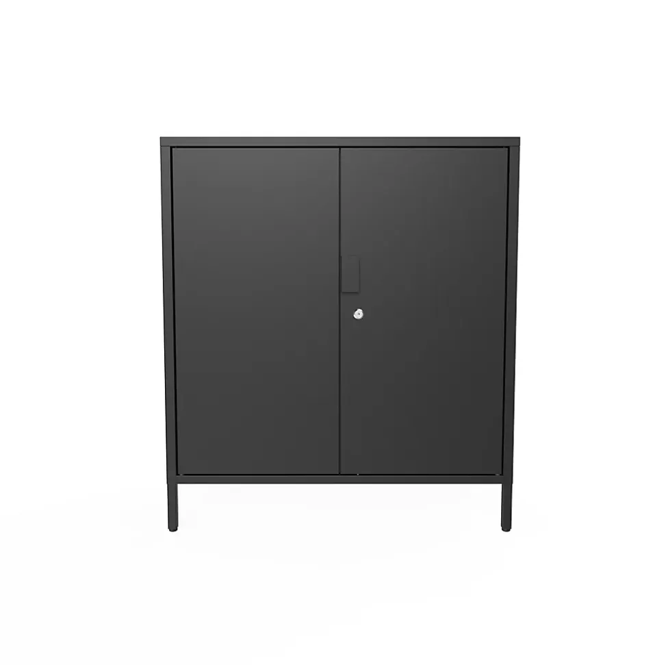 Armoire basse en métal noir GoodHome Rand H. 90 x L. 80 x P. 40 cm