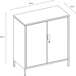 Armoire basse en métal noir GoodHome Rand H. 90 x L. 80 x P. 40 cm