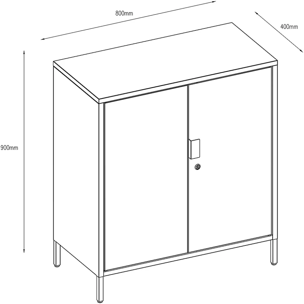 Armoire basse en métal noir GoodHome Rand H. 90 x L. 80 x P. 40 cm