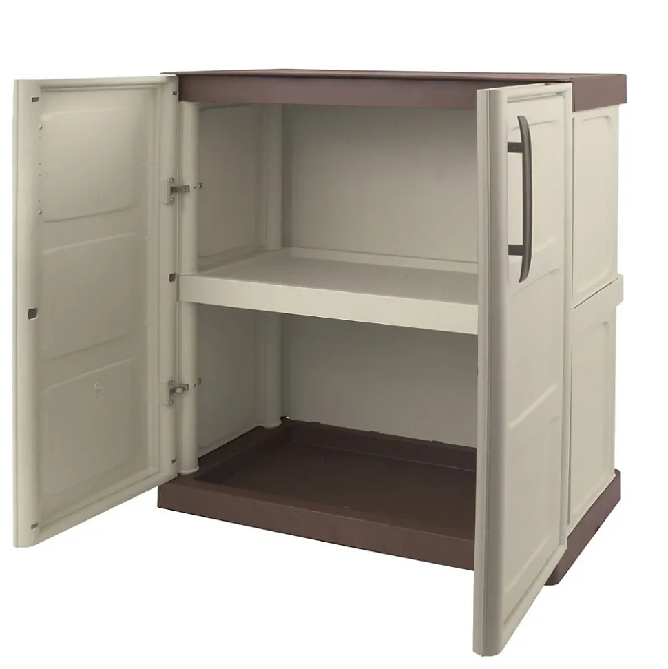 Armoire basse Grise 3 portes 1 étagère 102x37h84 cm