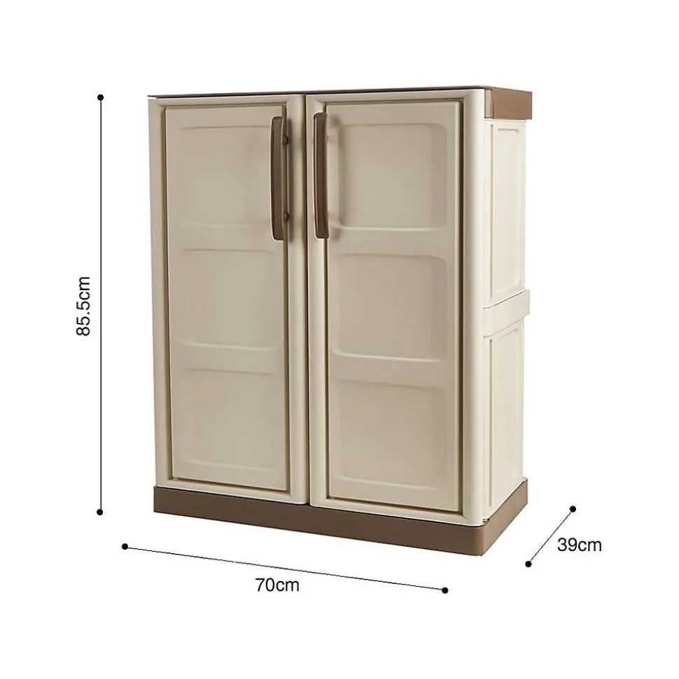 Armoire basse Grise 3 portes 1 étagère 102x37h84 cm