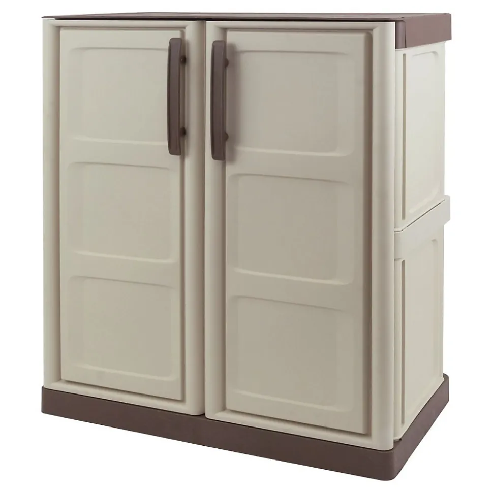 Armoire basse Grise 3 portes 1 étagère 102x37h84 cm