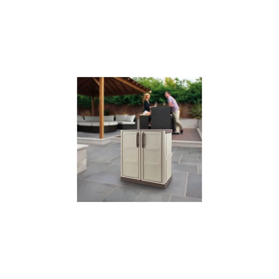 Armoire basse Grise 3 portes 1 étagère 102x37h84 cm
