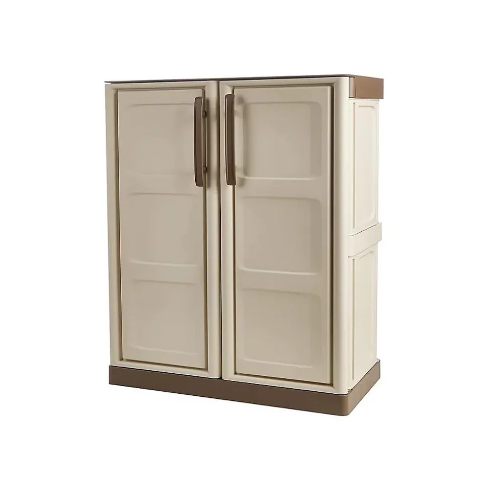 Armoire basse Grise 3 portes 1 étagère 102x37h84 cm