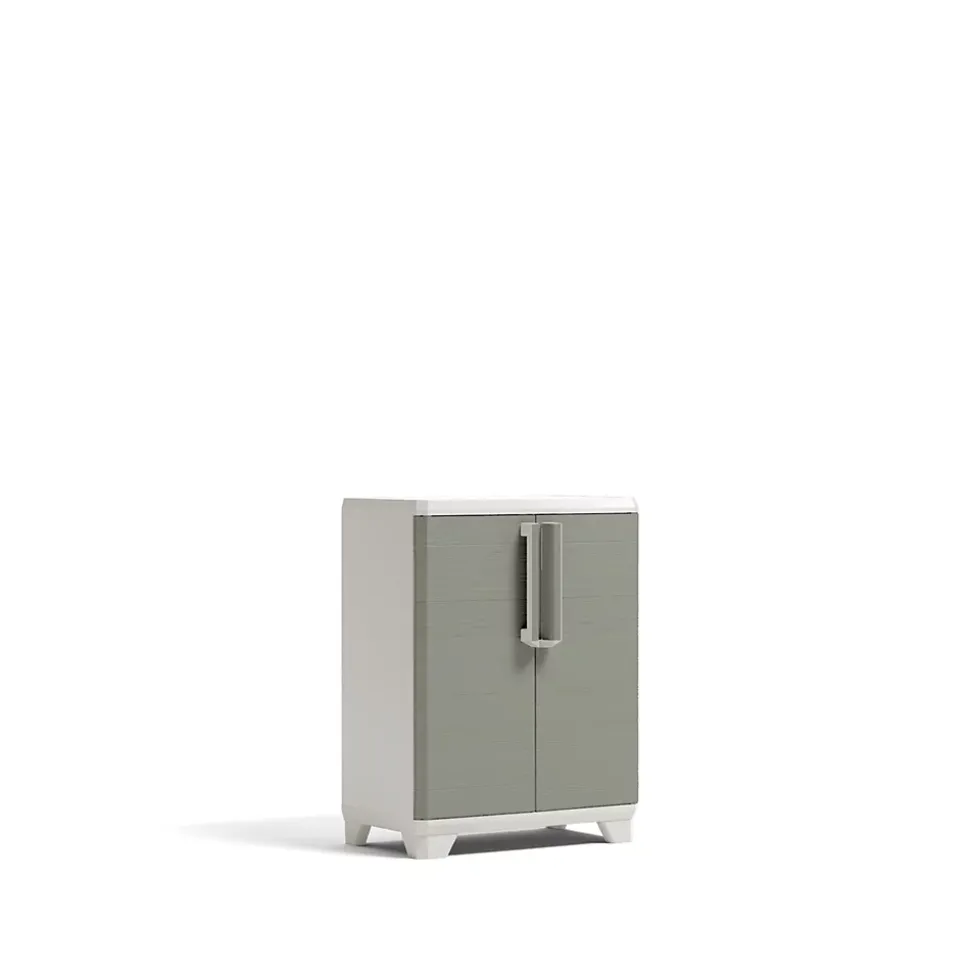 Armoire basse Keter Linea Wood gris L.68 x H.90 x P.39 cm