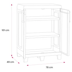 Armoire basse plastique 2 tablettes Major L.49 x H.101 x P.78 cm