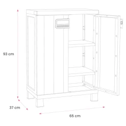 Armoire basse plastique 2 tablettes Links L.65 x H.93 x P.37 cm