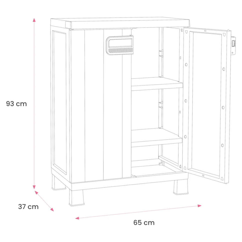 Armoire basse plastique 2 tablettes Links L.65 x H.93 x P.37 cm