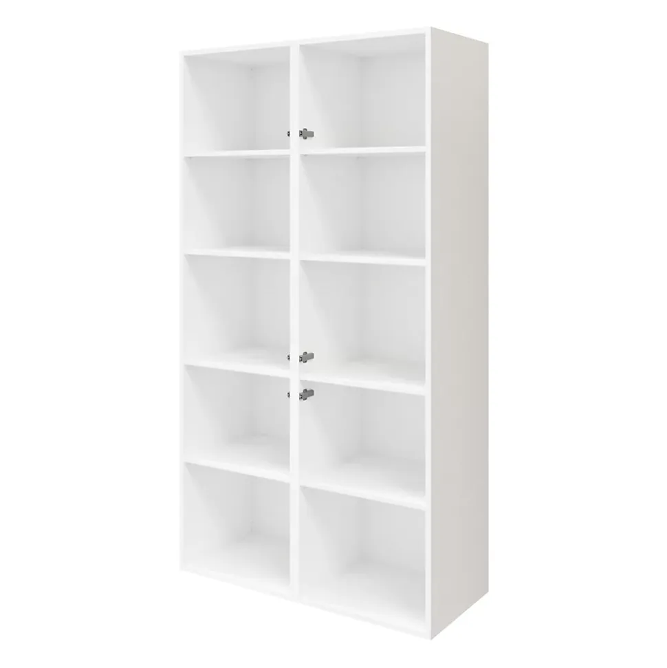 Armoire blanche 6 portes anthracite brillantes GoodHome Atomia H. 187,5 x L. 100 x P. 47 cm
