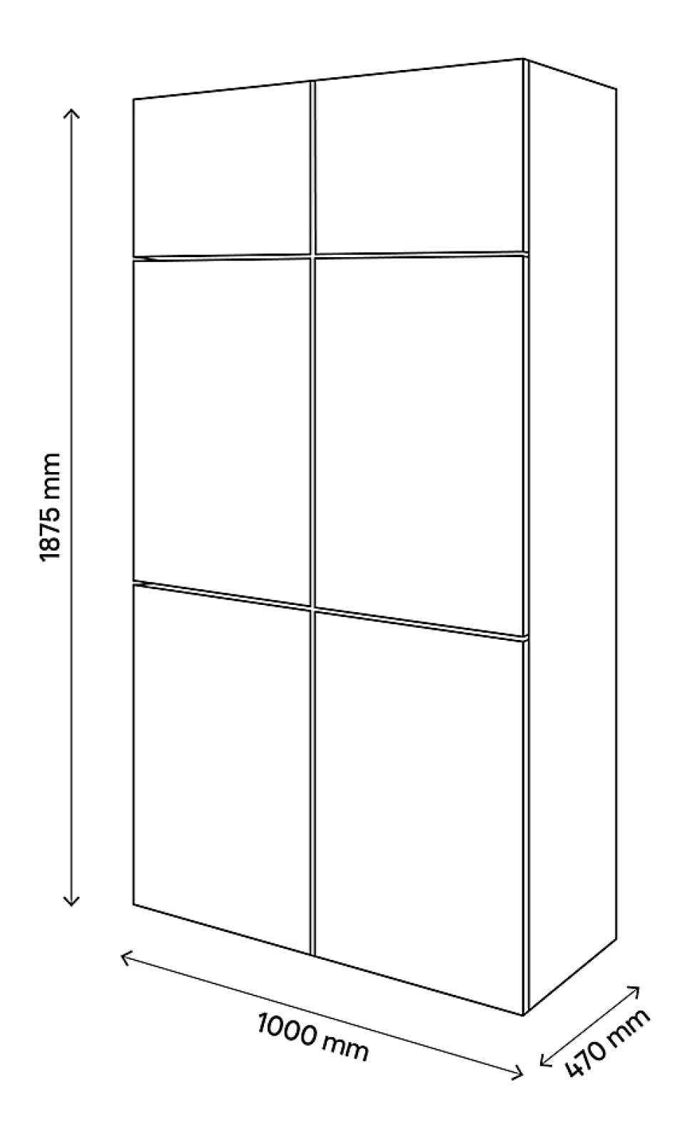 Armoire blanche 6 portes anthracite brillantes GoodHome Atomia H. 187,5 x L. 100 x P. 47 cm