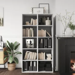 Armoire blanche 6 portes anthracite brillantes GoodHome Atomia H. 187,5 x L. 100 x P. 47 cm