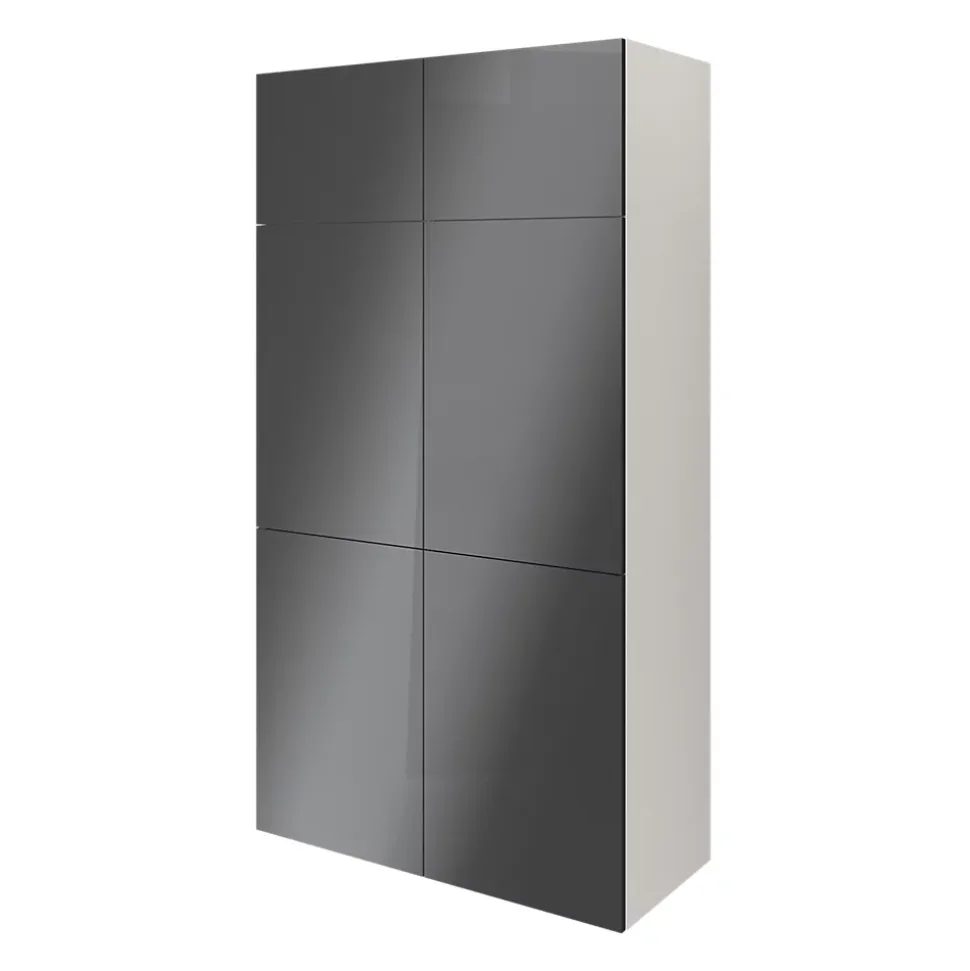 Armoire blanche 6 portes anthracite brillantes GoodHome Atomia H. 187,5 x L. 100 x P. 47 cm