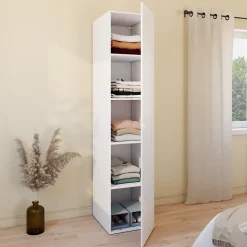 Armoire blanche avec 4 tablettes GoodHome Atomia H. 225 x L. 50 x P. 58 cm