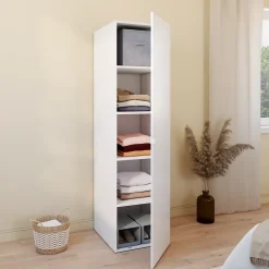 Armoire blanche avec 5 tablettes GoodHome Atomia H. 187,5 x L. 50 x P. 58 cm