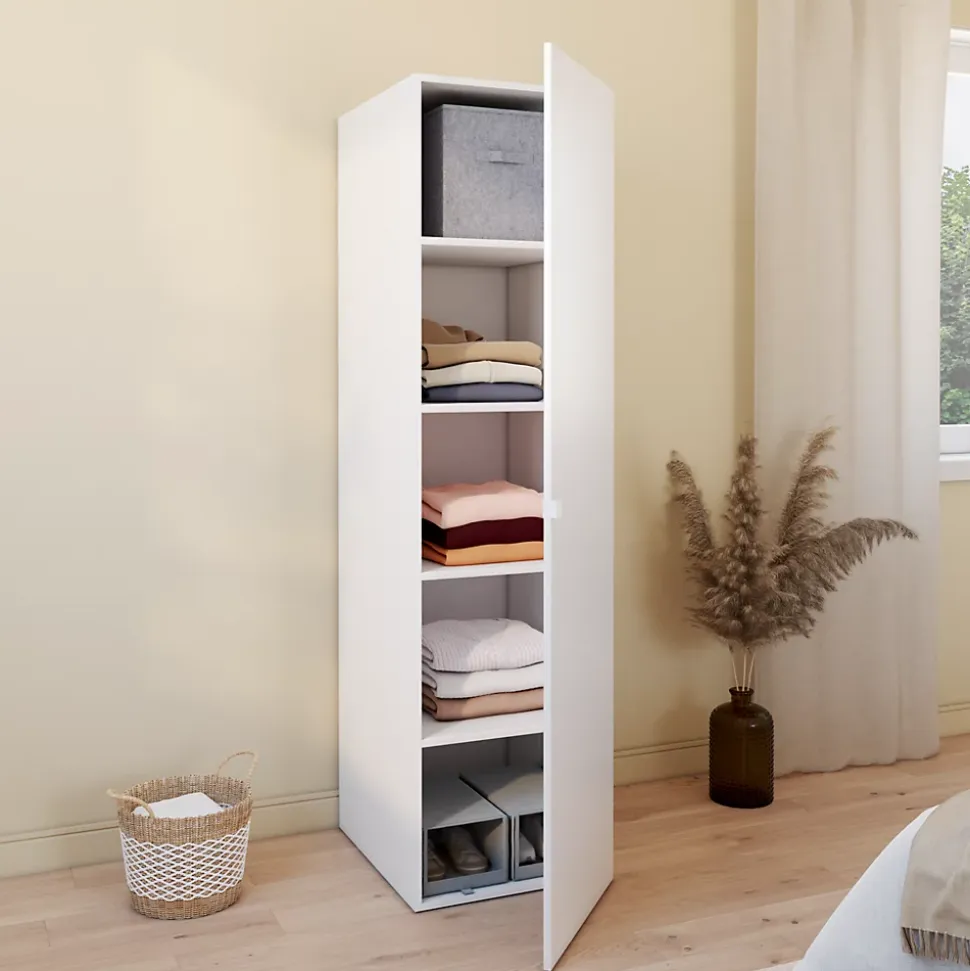 Armoire blanche avec 5 tablettes GoodHome Atomia H. 187,5 x L. 50 x P. 58 cm