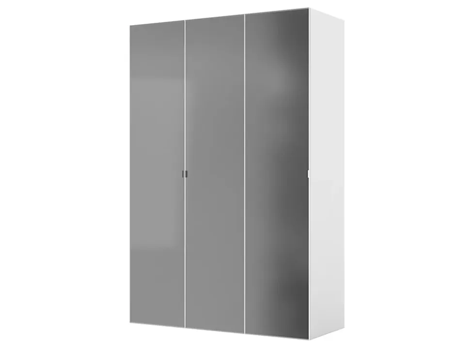 Armoire blanche avec miroir double penderie et 2 paniers GoodHome Atomia H. 225 x L. 150 x P. 58 cm