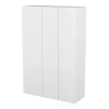 Armoire blanche double penderie 2 tiroirs GoodHome Atomia H. 187,5 x L. 125 x P. 45 cm