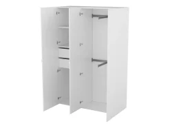 Armoire blanche double penderie 2 tiroirs GoodHome Atomia H. 187,5 x L. 125 x P. 45 cm