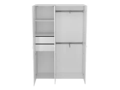 Armoire blanche double penderie 2 tiroirs GoodHome Atomia H. 187,5 x L. 125 x P. 45 cm