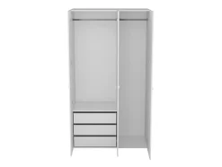Armoire blanche double penderie et 3 tiroirs GoodHome Atomia H. 225 x L. 125 x P. 58 cm