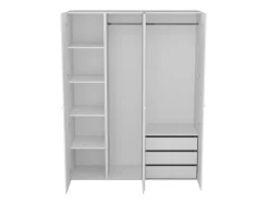 Armoire blanche double penderie et 3 tiroirs GoodHome Atomia H. 225 x L. 175 x P. 58 cm