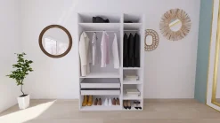 Armoire blanche double penderie 2 paniers GoodHome Atomia H. 225 x L. 150 x P. 58 cm