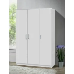 Armoire BURDUR 3 portes Chene blanc & gris Style contemporain L120 x H184 x P52 cm