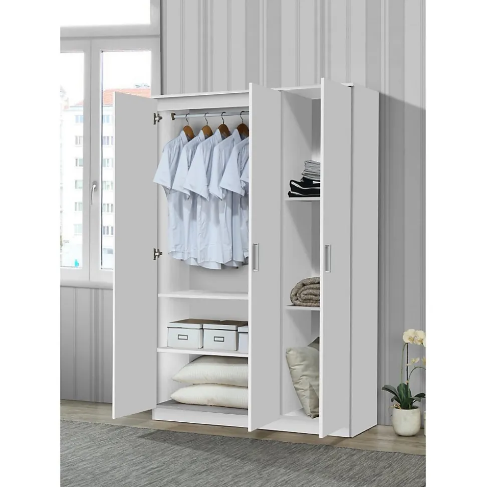 Armoire BURDUR 3 portes Chene blanc & gris Style contemporain L120 x H184 x P52 cm