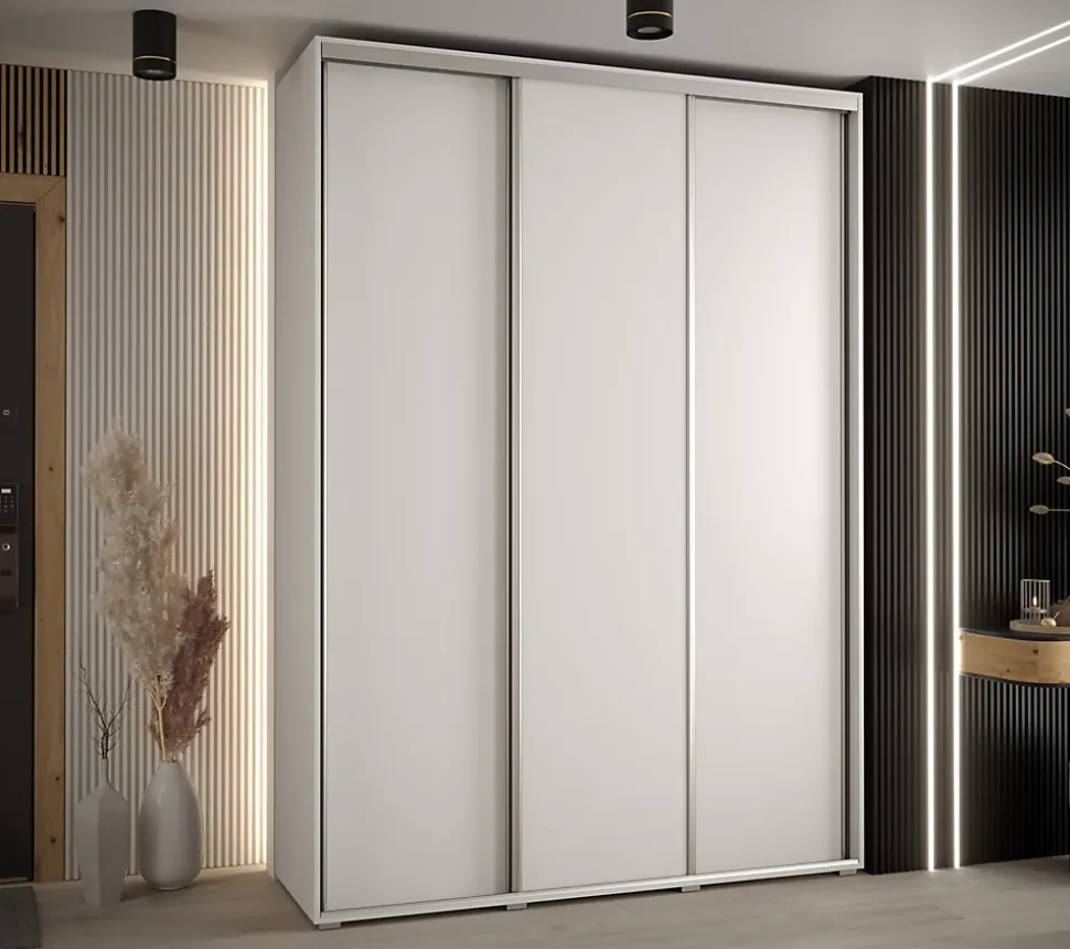 Armoire Cannes 1 à Portes Coulissantes 205,2/170/45 3 Portes (blanc,blanc.argent)