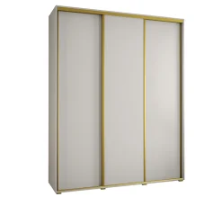 Armoire Cannes 1 à Portes Coulissantes 205,2/200/45 3 Portes (blanc,blanc.doré)